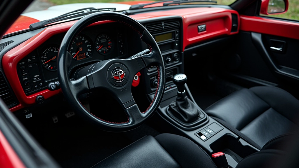 Toyota Celica mootoriga interjöör, 1990ndate tehnika, rally instrumendipaneel, detailne vaade