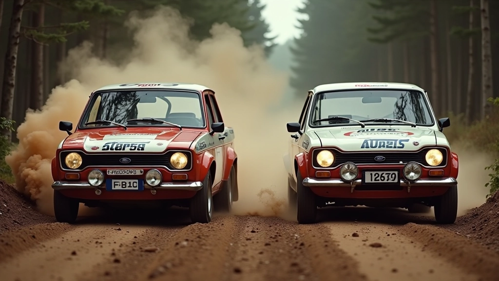 Erinevad Ford Escort RS generatsioonid järjestikku, näidates arengu ja moderniseerimist aastate lõikes